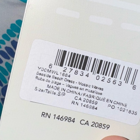 Capelton Road NEW Seaside Beach Dress Mosaic Waves Print  UPF 50+ Swim Coverup S - Picture 5 of 9